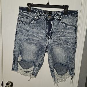 Distressed Blue Denim Shorts